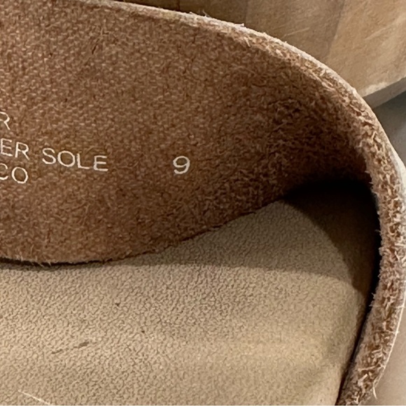 Nisolo Sarita Wooden Wedge Sandal Leather Wrap Ankle Strap Buckle Beige Size 9 - Picture 15 of 16